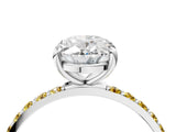 White gold Oval Cut Diamond Solitaire Ring with Round with Yellow Sapphire side stone Pavé Band and Prong Setting_52
