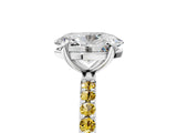 White gold Oval Cut Diamond Solitaire Ring with Round with Yellow Sapphire side stone Pavé Band and Prong Setting_53