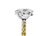 White gold Oval Cut Diamond Solitaire Ring with Round with Yellow Sapphire side stone Pavé Band and Prong Setting_53