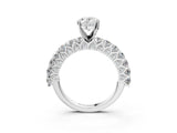 White gold Oval Cut Diamond Solitaire Ring with Shared Prong Pavé Band and Four-Prong Setting_127