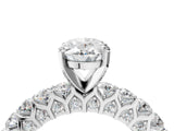 White gold Oval Cut Diamond Solitaire Ring with Shared Prong Pavé Band and Four-Prong Setting_128
