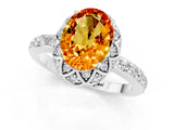 White gold Oval Cut Diamond Solitaire Ring with Shared Prong Pavé Band_1