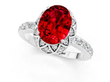 White gold Oval Cut Diamond Solitaire Ring with Shared Prong Pavé Band_1