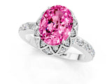 White gold Oval Cut Diamond Solitaire Ring with Shared Prong Pavé Band_1