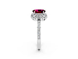 White gold Oval Cut Diamond Solitaire Ring with Shared Prong Pavé Band_2
