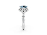 White gold Oval Cut Diamond Solitaire Ring with Shared Prong Pavé Band_2