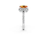 White gold Oval Cut Diamond Solitaire Ring with Shared Prong Pavé Band_2
