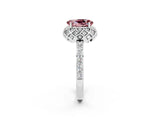 White gold Oval Cut Diamond Solitaire Ring with Shared Prong Pavé Band_2