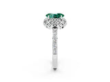 White gold Oval Cut Diamond Solitaire Ring with Shared Prong Pavé Band_2