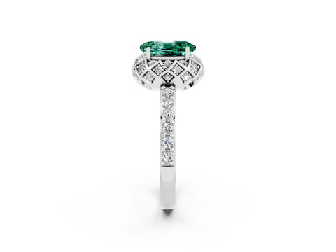 White gold Oval Cut Diamond Solitaire Ring with Shared Prong Pavé Band_2