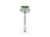 White gold Oval Cut Diamond Solitaire Ring with Shared Prong Pavé Band_2
