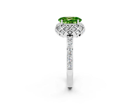White gold Oval Cut Diamond Solitaire Ring with Shared Prong Pavé Band_2
