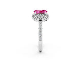 White gold Oval Cut Diamond Solitaire Ring with Shared Prong Pavé Band_2