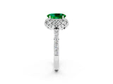 White gold Oval Cut Diamond Solitaire Ring with Shared Prong Pavé Band_2