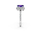 White gold Oval Cut Diamond Solitaire Ring with Shared Prong Pavé Band_2