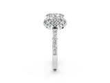 White gold Oval Cut Diamond Solitaire Ring with Shared Prong Pavé Band_2