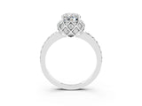 White gold Oval Cut Diamond Solitaire Ring with Shared Prong Pavé Band_3
