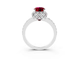 White gold Oval Cut Diamond Solitaire Ring with Shared Prong Pavé Band_3