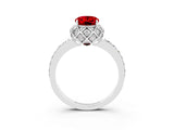White gold Oval Cut Diamond Solitaire Ring with Shared Prong Pavé Band_3