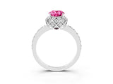 White gold Oval Cut Diamond Solitaire Ring with Shared Prong Pavé Band_3