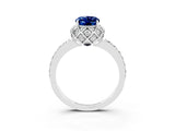 White gold Oval Cut Diamond Solitaire Ring with Shared Prong Pavé Band_3