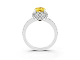White gold Oval Cut Diamond Solitaire Ring with Shared Prong Pavé Band_3