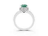 White gold Oval Cut Diamond Solitaire Ring with Shared Prong Pavé Band_3