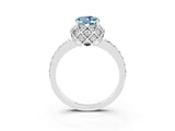 White gold Oval Cut Diamond Solitaire Ring with Shared Prong Pavé Band_3