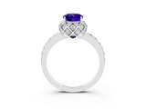 White gold Oval Cut Diamond Solitaire Ring with Shared Prong Pavé Band_3