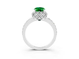 White gold Oval Cut Diamond Solitaire Ring with Shared Prong Pavé Band_3