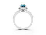 White gold Oval Cut Diamond Solitaire Ring with Shared Prong Pavé Band_3