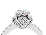 White gold Oval Cut Diamond Solitaire Ring with Shared Prong Pavé Band_4