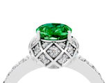White gold Oval Cut Diamond Solitaire Ring with Shared Prong Pavé Band_4