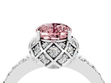 White gold Oval Cut Diamond Solitaire Ring with Shared Prong Pavé Band_4