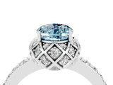 White gold Oval Cut Diamond Solitaire Ring with Shared Prong Pavé Band_4