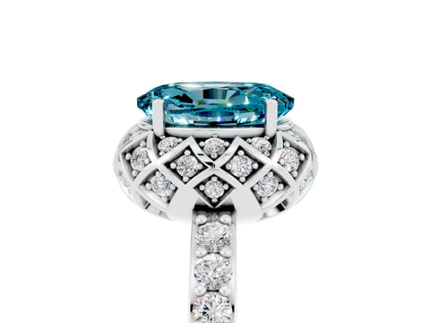 White gold Oval Cut Diamond Solitaire Ring with Shared Prong Pavé Band_5