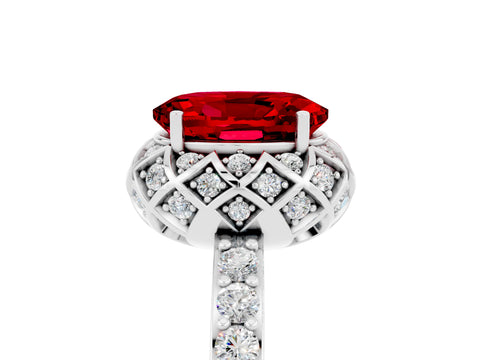 White gold Oval Cut Diamond Solitaire Ring with Shared Prong Pavé Band_5