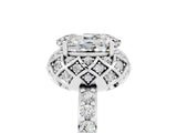 White gold Oval Cut Diamond Solitaire Ring with Shared Prong Pavé Band_5
