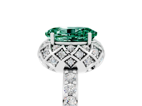 White gold Oval Cut Diamond Solitaire Ring with Shared Prong Pavé Band_5