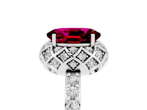 White gold Oval Cut Diamond Solitaire Ring with Shared Prong Pavé Band_5