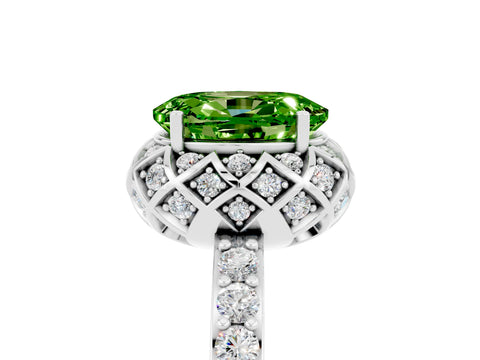 White gold Oval Cut Diamond Solitaire Ring with Shared Prong Pavé Band_5