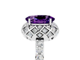 White gold Oval Cut Diamond Solitaire Ring with Shared Prong Pavé Band_5