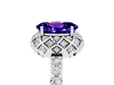 White gold Oval Cut Diamond Solitaire Ring with Shared Prong Pavé Band_5