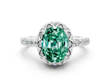 White gold Oval Cut Diamond Solitaire Ring with Shared Prong Pavé Band