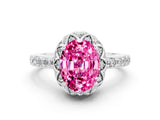 White gold Oval Cut Diamond Solitaire Ring with Shared Prong Pavé Band