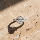 White gold Oval Cut Diamond Solitaire Ring with Side Stones and Four-Prong Setting_102