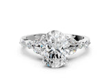 White gold Oval Cut Diamond Solitaire Ring with Side Stones and Four-Prong Setting_87