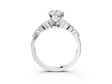 White gold Oval Cut Diamond Solitaire Ring with Side Stones and Four-Prong Setting_90