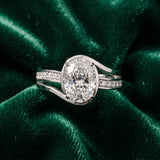 White gold Oval Cut Diamond Solitaire Ring with Split Shank and Prong Setting_163