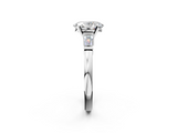 White gold Oval Cut Diamond Solitaire Ring with Tapered Baguette Accents and Four-Prong Setting_91